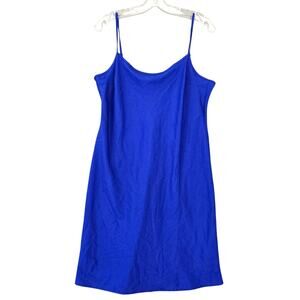DKNY Blue Royal Mini Dress Preppy Slip Sundress Adjustable Straps Women's Size M